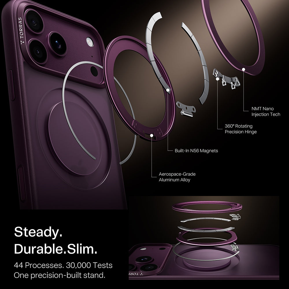 MagSafe Case for Apple iPhone 18 Pro / 17 Pro, Torras, Ostand O1 Guardian, Purple