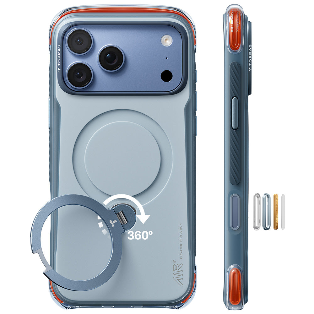 MagSafe Case for Apple iPhone 18 Pro / 17 Pro, Torras, Ostand Q3 Air Pro, Blue