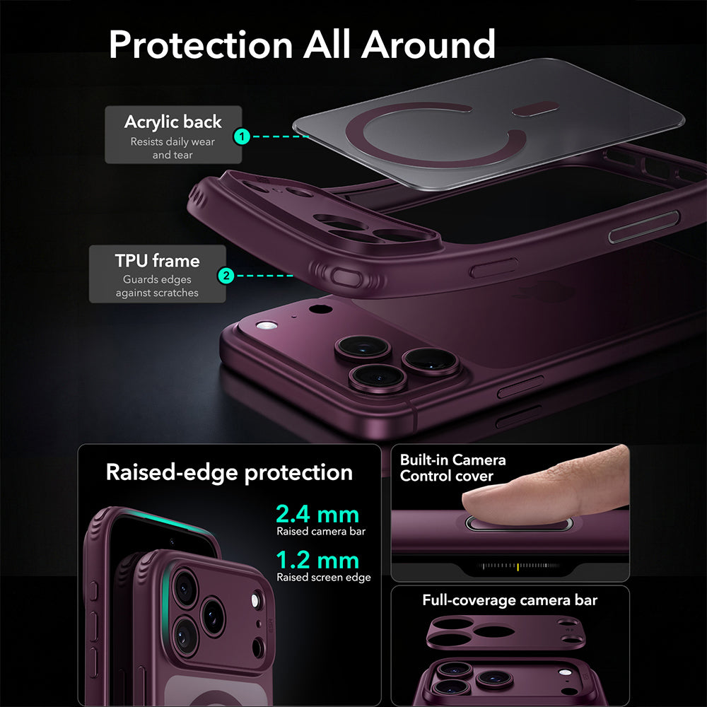 MagSafe Case for Apple iPhone 18 Pro Max / 17 Pro Max, ESR, Classic Hybrid, Dark Satin Burgundy
