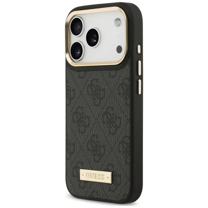 MagSafe Case for Apple iPhone 18 Pro Max / 17 Pro Max, Guess, 4G Logo Plate, Black