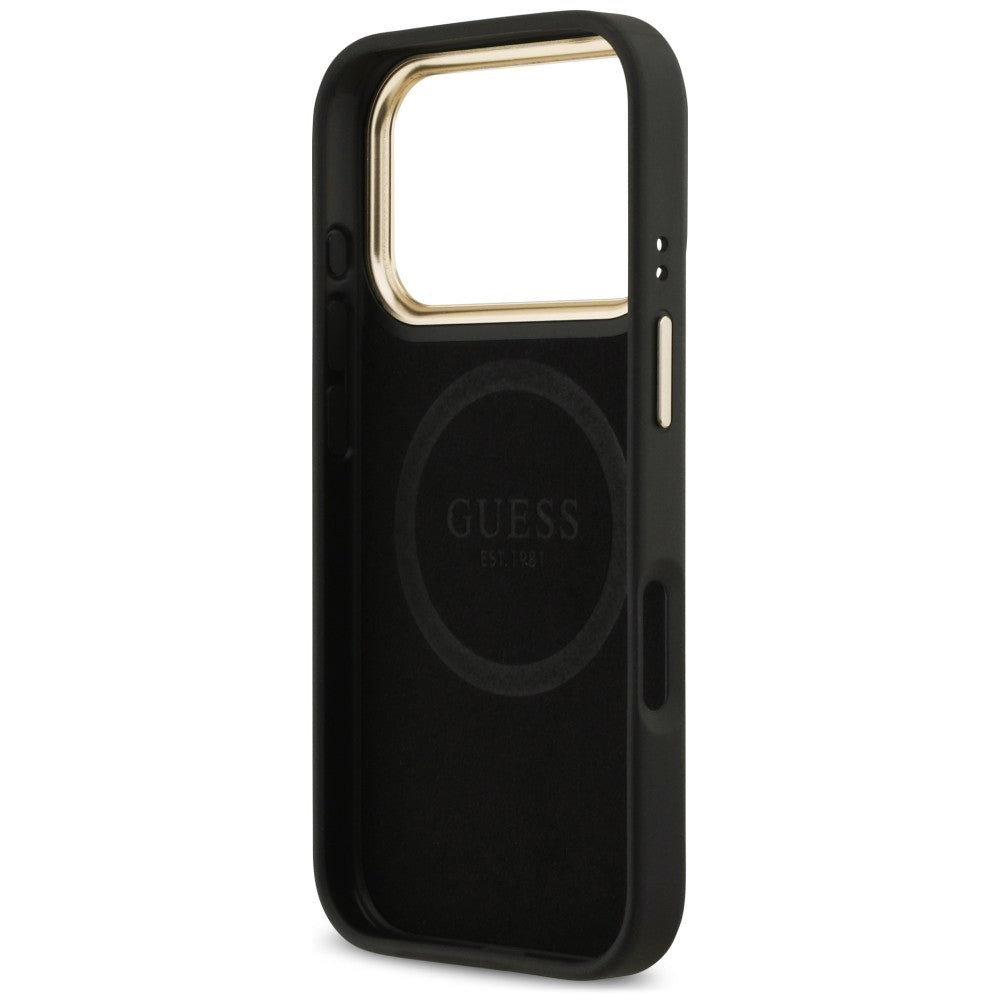 MagSafe Case for Apple iPhone 18 Pro Max / 17 Pro Max, Guess, 4G Logo Plate, Black