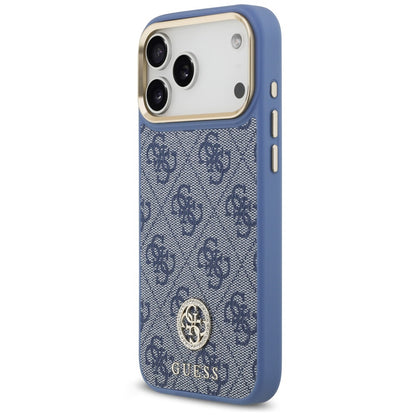 MagSafe Case for Apple iPhone 18 Pro Max / 17 Pro Max, Guess, 4G Strass Logo, Blue