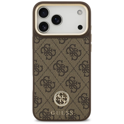 MagSafe Case for Apple iPhone 18 Pro Max / 17 Pro Max, Guess, 4G Strass Logo, Brown