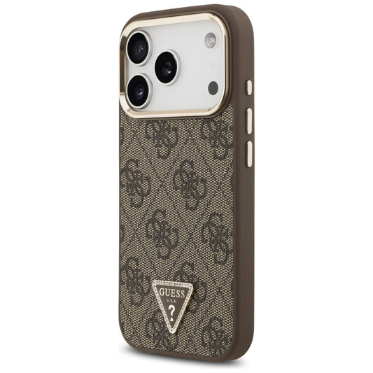 MagSafe Case for Apple iPhone 18 Pro Max / 17 Pro Max, Guess, 4G Triangle Logo, Brown
