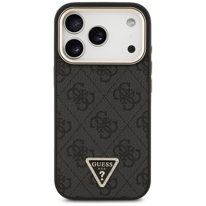 MagSafe Case for Apple iPhone 18 Pro Max / 17 Pro Max, Guess, 4G Triangle Logo, Black and Gold