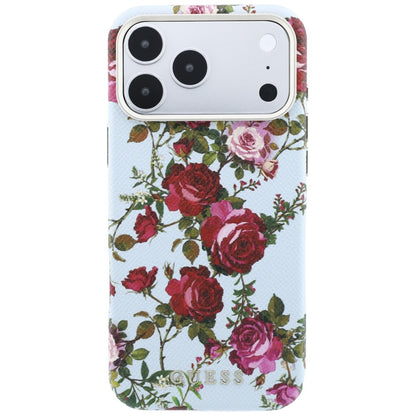 MagSafe Case for Apple iPhone 18 Pro Max / 17 Pro Max, Guess, Blossom Roses Print, Blue