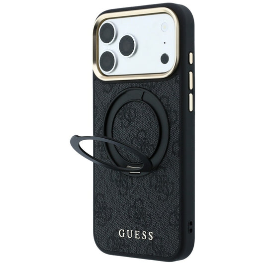 MagSafe Case for Apple iPhone 18 Pro Max / 17 Pro Max, Guess, Ring Stand Classic Logo, Black