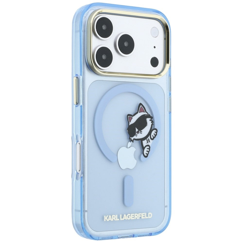 MagSafe Case for Apple iPhone 18 Pro Max / 17 Pro Max, Karl Lagerfeld, IML Peekaboo Print and Metal Frame, Blue