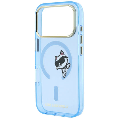 MagSafe Case for Apple iPhone 18 Pro Max / 17 Pro Max, Karl Lagerfeld, IML Peekaboo Print and Metal Frame, Blue