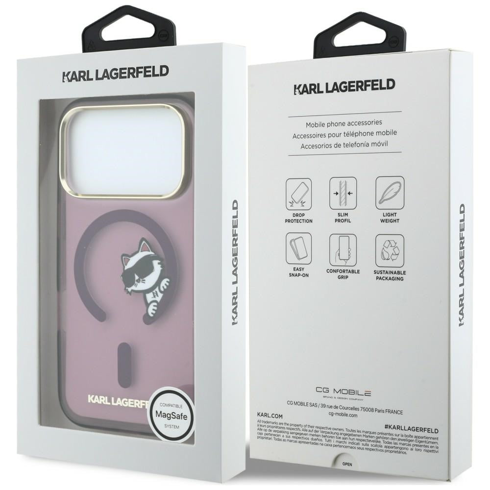 MagSafe Case for Apple iPhone 18 Pro Max / 17 Pro Max, Karl Lagerfeld, IML Peekaboo Print and Metal Frame, Burgundy