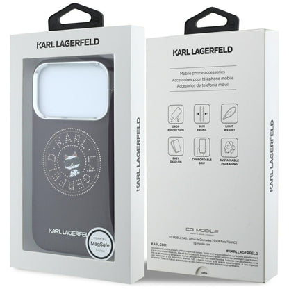 MagSafe Case for Apple iPhone 18 Pro Max / 17 Pro Max, Karl Lagerfeld, Point and Choupette Sketch, Burgundy