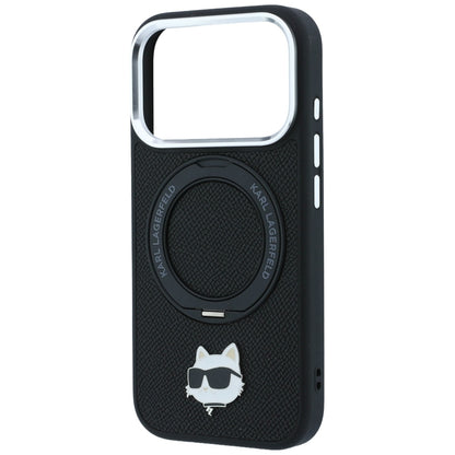 MagSafe Case for Apple iPhone 18 Pro Max / 17 Pro Max, Karl Lagerfeld, Ring Stand 360 Choupette Pin, Black