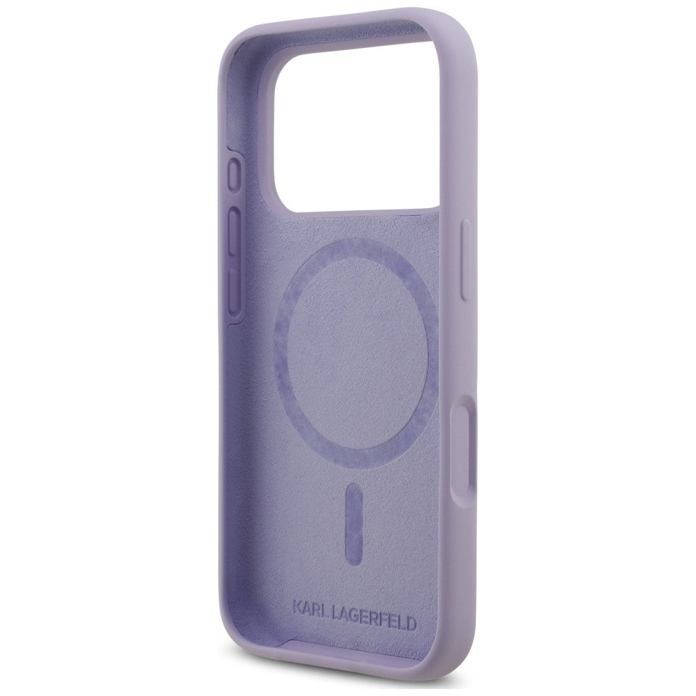 MagSafe Case for Apple iPhone 18 Pro Max / 17 Pro Max, Karl Lagerfeld, Silicone Ring Karl & Choupette, Purple