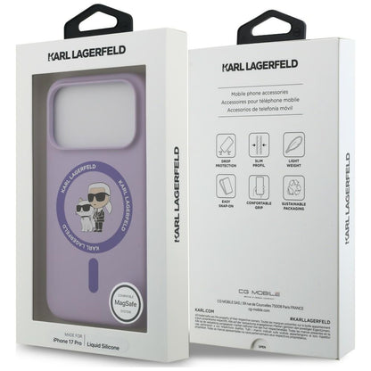 MagSafe Case for Apple iPhone 18 Pro Max / 17 Pro Max, Karl Lagerfeld, Silicone Ring Karl & Choupette, Purple