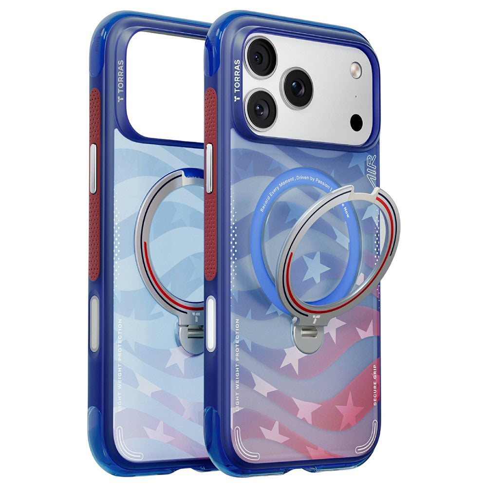 MagSafe Case for Apple iPhone 18 Pro Max / 17 Pro Max, Torras, Ostand Spin Air Football, Blue