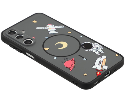 MagSafe Case for Samsung Galaxy A16 5G A166 / A16 4G A165, OEM, Cartoon Astronaut, Black