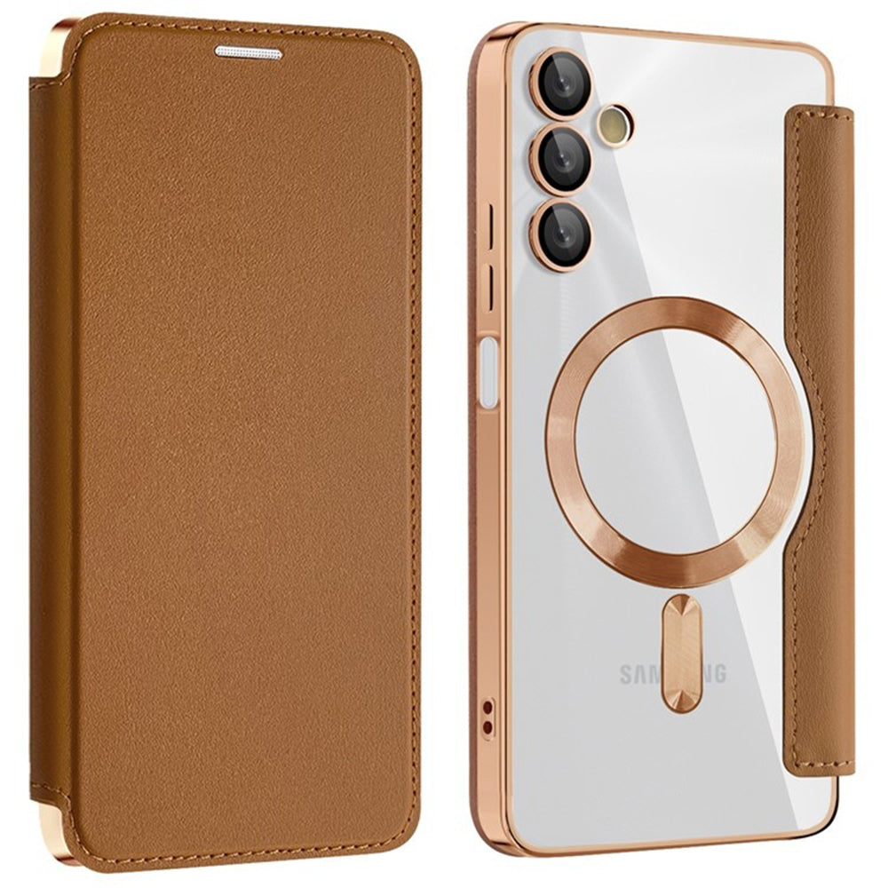 MagSafe Case for Samsung Galaxy A05s A057, Techsuit, SmartMag Book, Brown