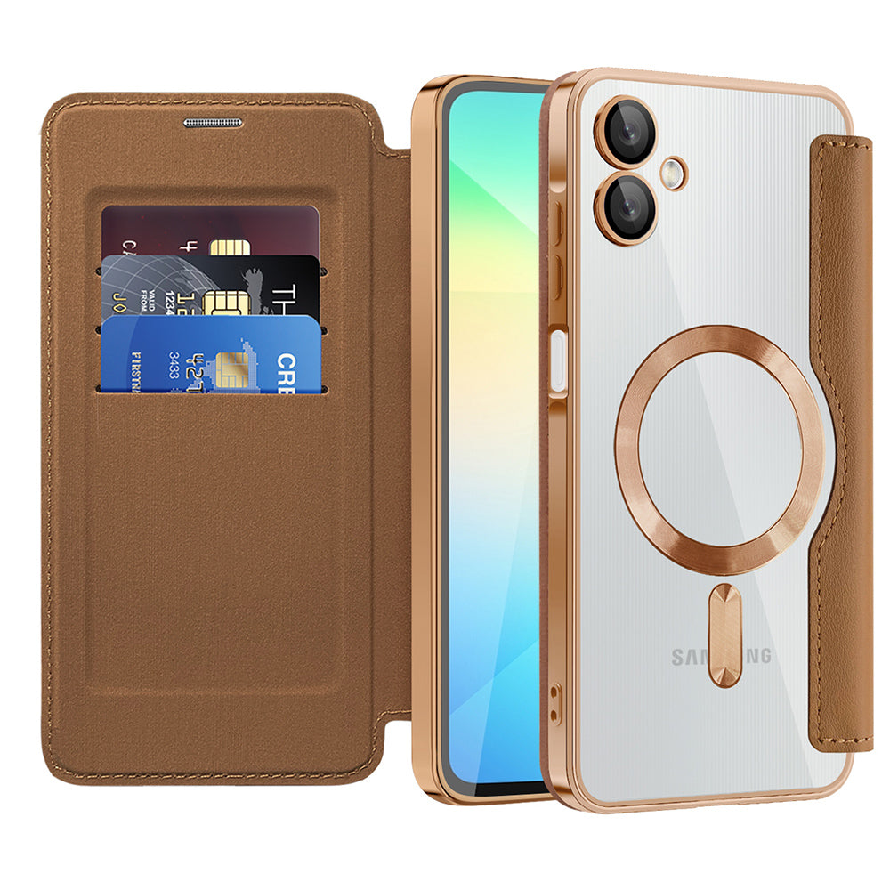 MagSafe Case for Samsung Galaxy A06 A065, Techsuit, SmartMag Book, Brown