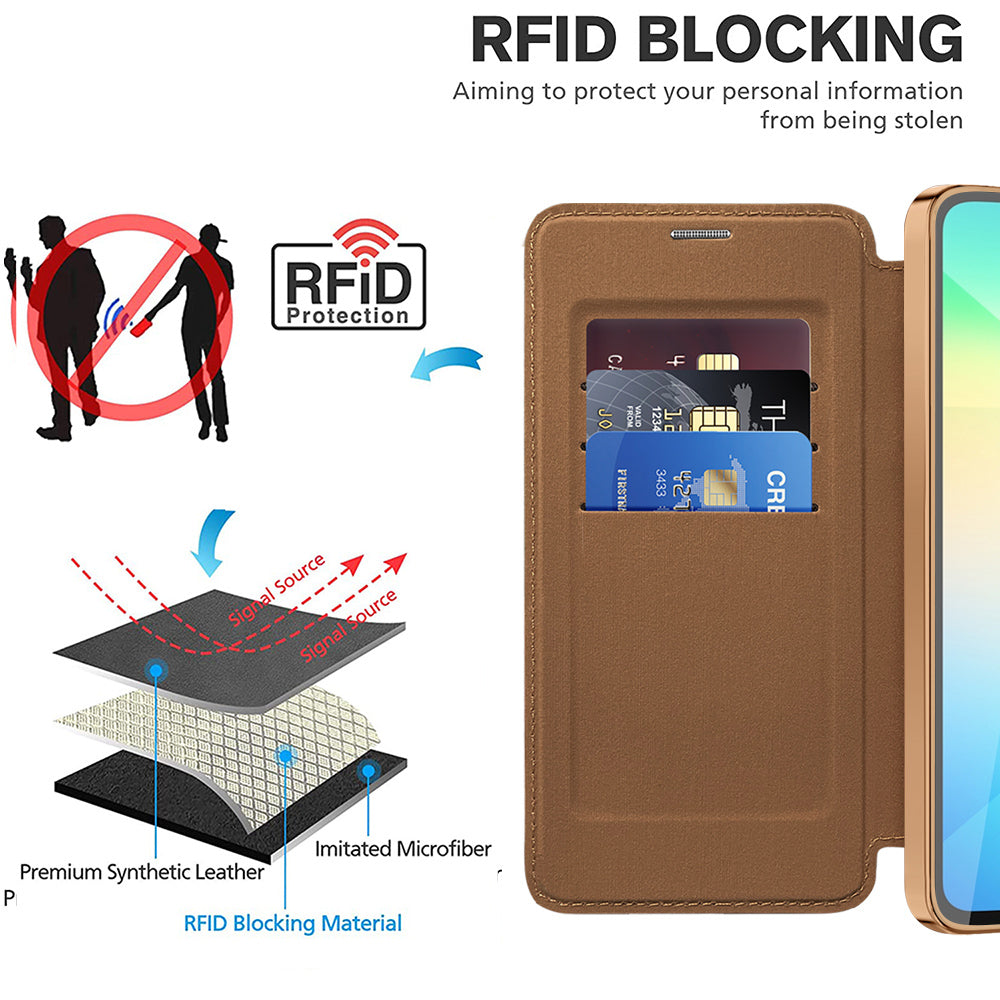 MagSafe Case for Samsung Galaxy A06 A065, Techsuit, SmartMag Book, Brown