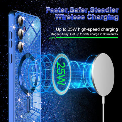 MagSafe Case for Samsung Galaxy A15 5G A156 / A15 A155, Techsuit, Luxury Glitter, Blue