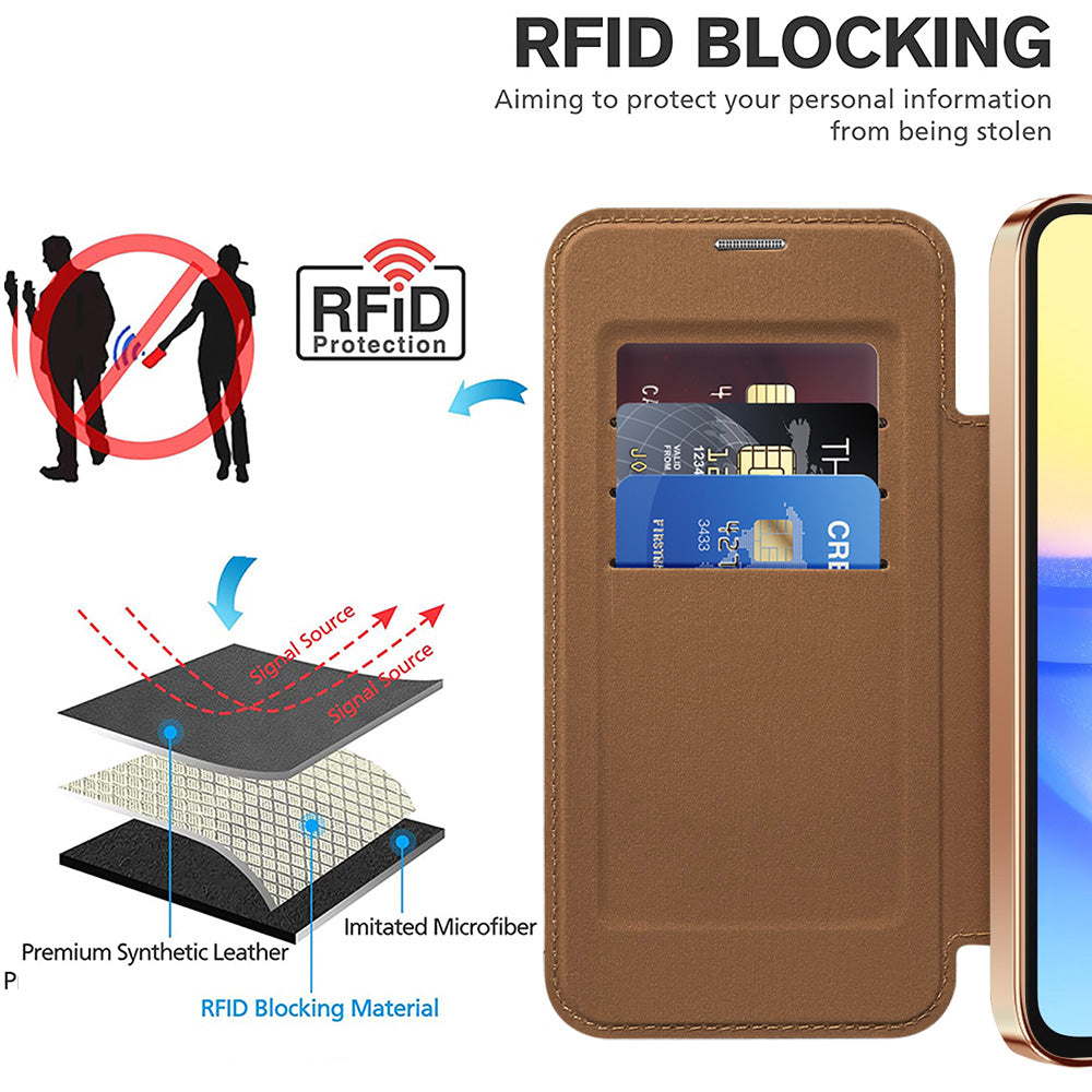 MagSafe Case for Samsung Galaxy A15 5G A156 / A15 A155, Techsuit, SmartMag Book, Brown