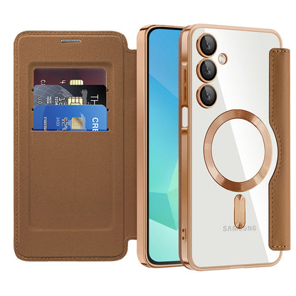 MagSafe Case for Samsung Galaxy A16 5G A166 / A16 4G A165, Techsuit, SmartMag Book, Brown