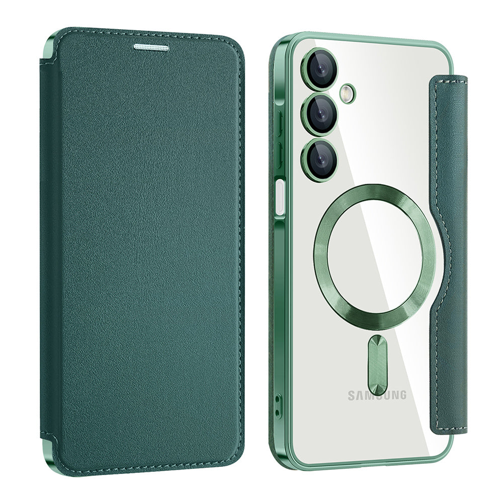 MagSafe Case for Samsung Galaxy A16 5G A166 / A16 4G A165, Techsuit, SmartMag Book, Green