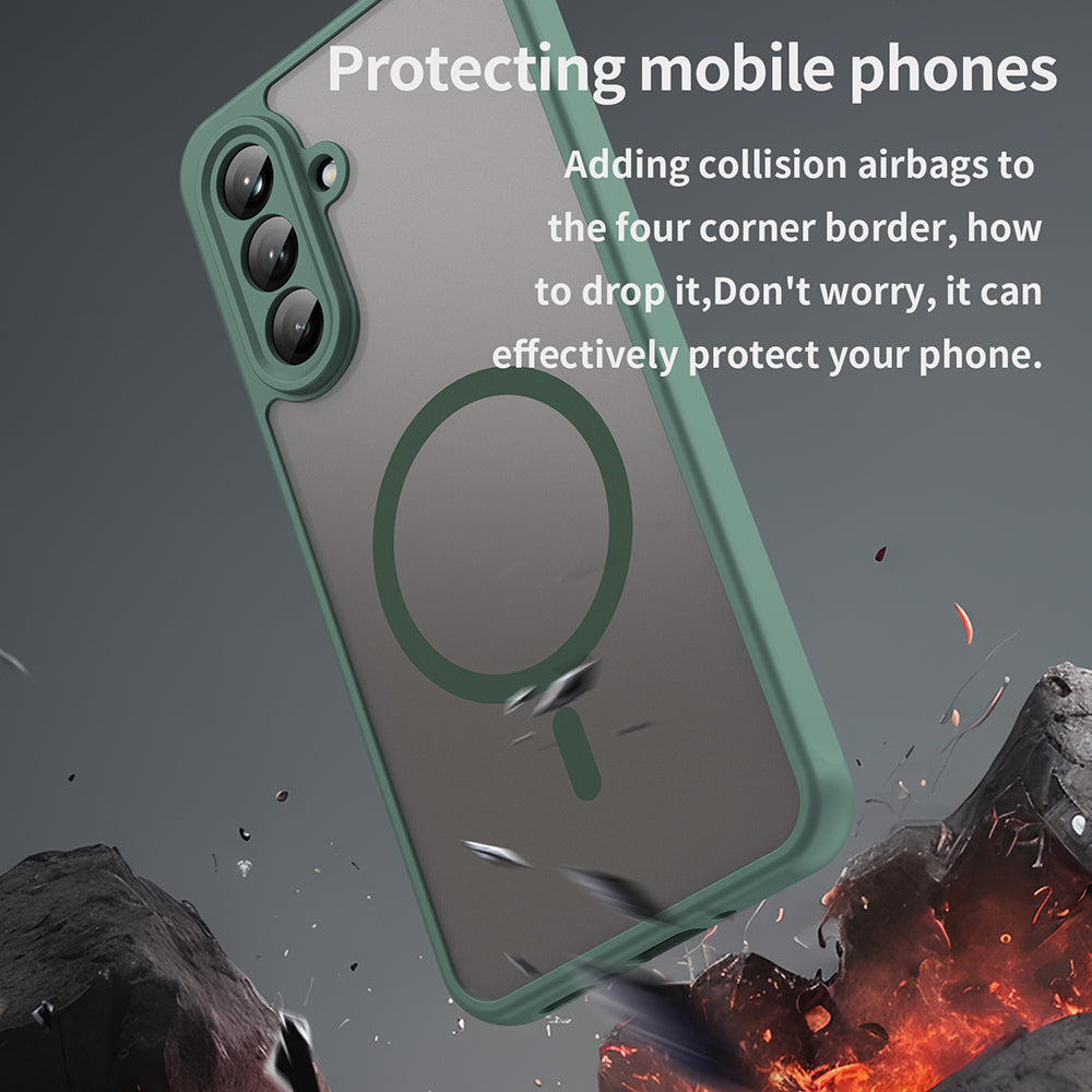 MagSafe Case for Samsung Galaxy A26 A266, Techsuit, HaloFrost II, Green