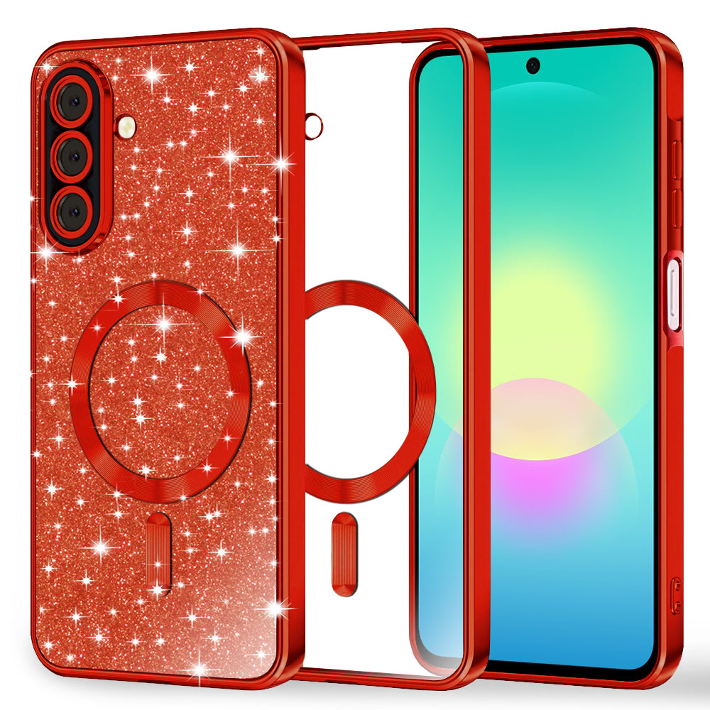 MagSafe Case for Samsung Galaxy A27 5G, Techsuit, Luxury Glitter, Red
