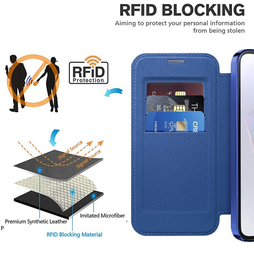MagSafe Case for Samsung Galaxy A35 5G A356, Techsuit, SmartMag Book, Blue