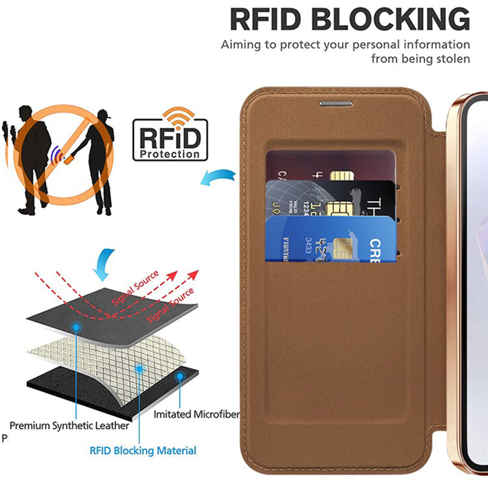 MagSafe Case for Samsung Galaxy A36 A366, Techsuit, SmartMag Book, Brown