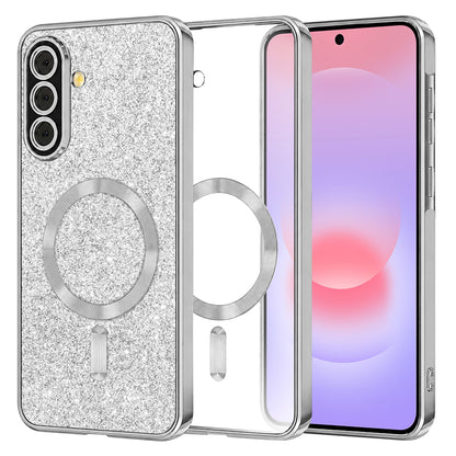 MagSafe Case for Samsung Galaxy A37 5G, Techsuit, Luxury Glitter, Silver