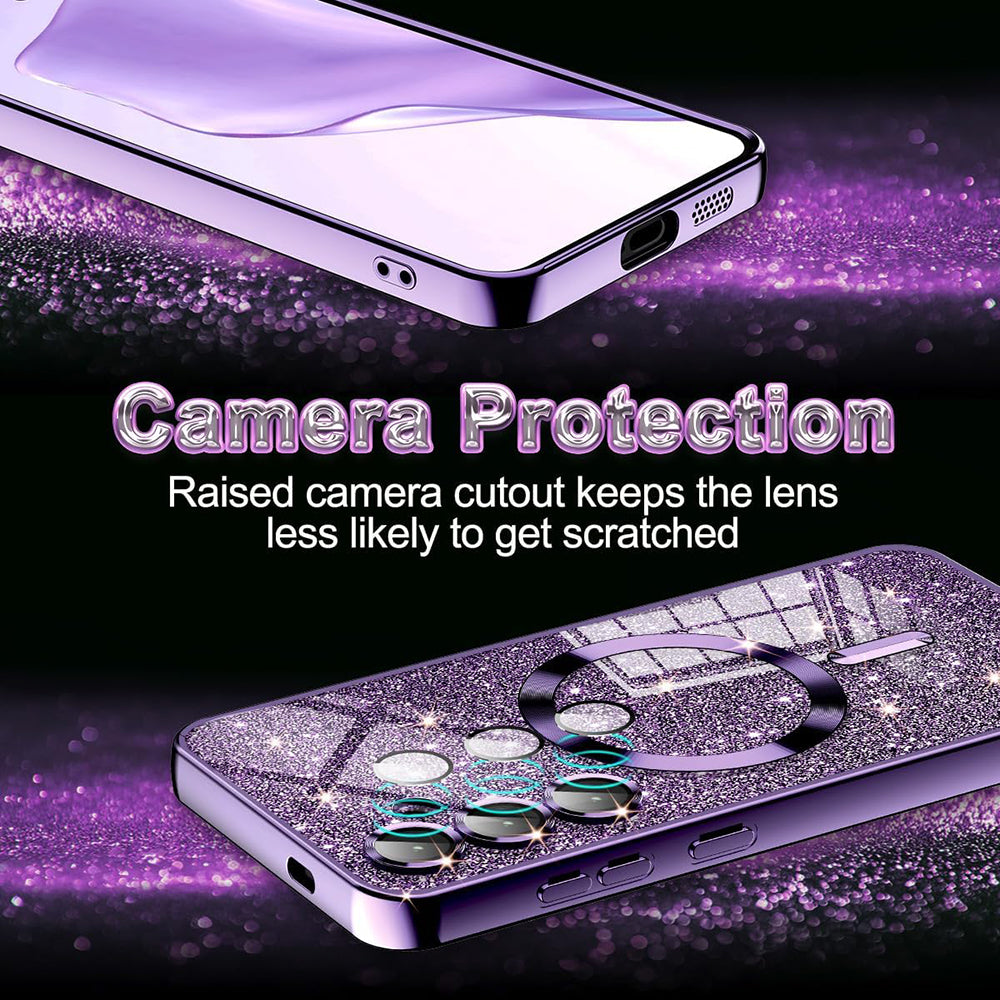 MagSafe Case for Samsung Galaxy A55 5G A556, Techsuit, Luxury Glitter, Light Purple