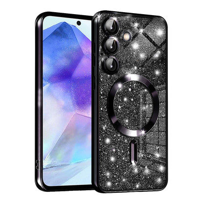 MagSafe Case for Samsung Galaxy A55 5G A556, Techsuit, Luxury Glitter, Black