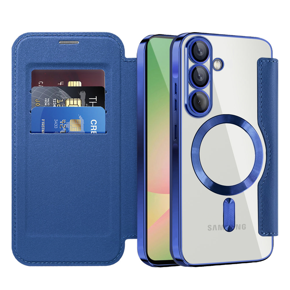 MagSafe Case for Samsung Galaxy A56 A566, Techsuit, SmartMag Book, Blue