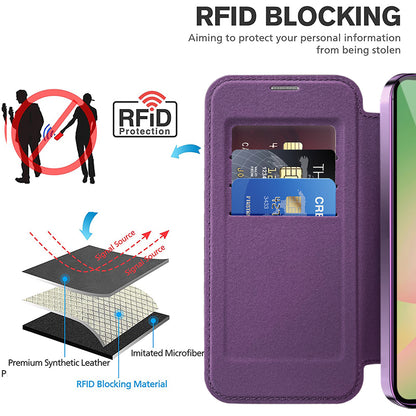 MagSafe Case for Samsung Galaxy A57 5G, Techsuit, SmartMag Book, Purple