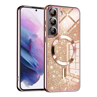 MagSafe Case for Samsung Galaxy S21 5G G991, Techsuit, Luxury Glitter, Rose Gold