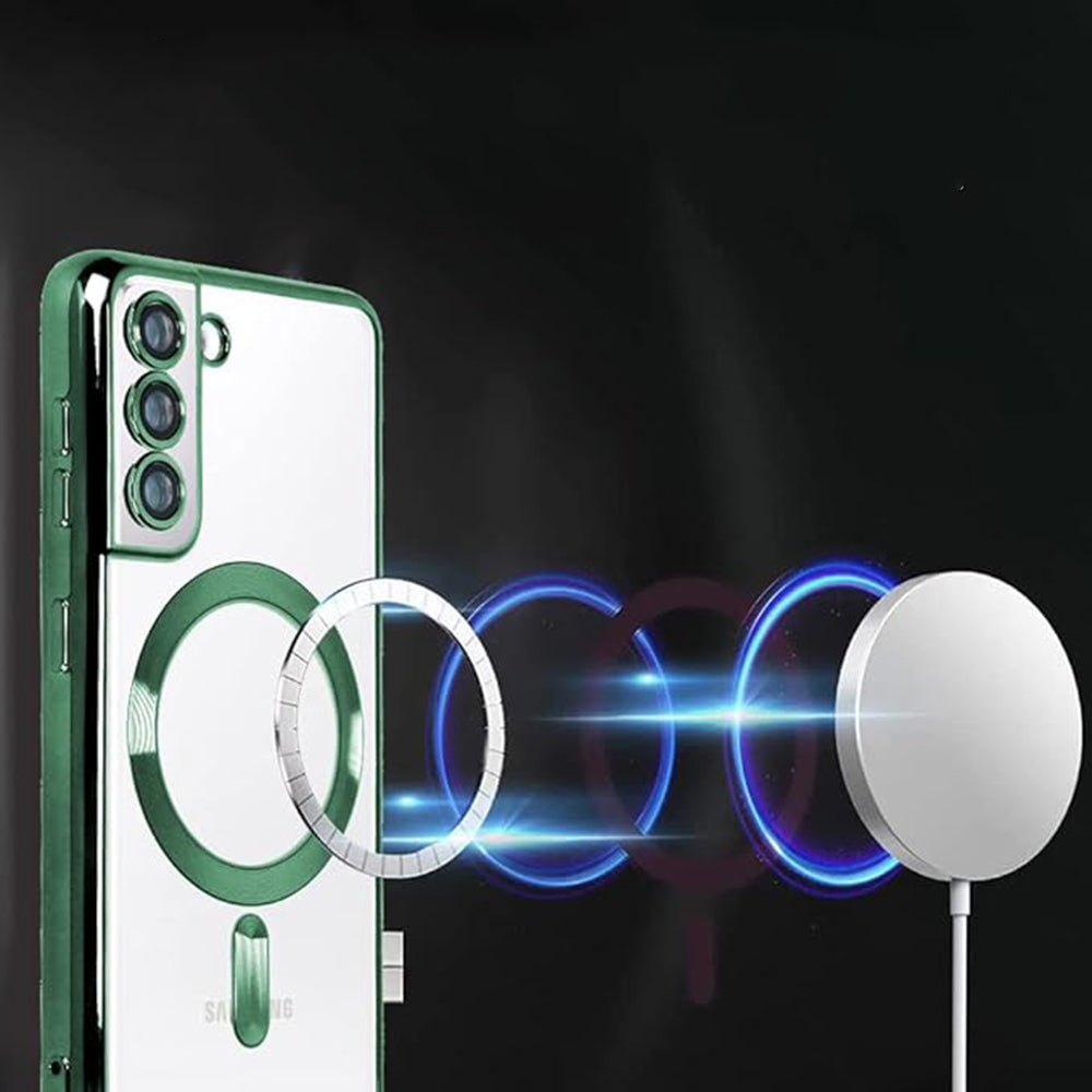 MagSafe Case for Samsung Galaxy S21 FE 5G G990, Techsuit, Luxury Crystal, Dark Green