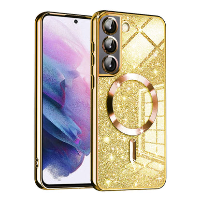 MagSafe Case for Samsung Galaxy S21 FE 5G G990, Techsuit, Luxury Glitter, Gold