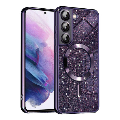 MagSafe Case for Samsung Galaxy S21 FE 5G G990, Techsuit, Luxury Glitter, Dark Purple