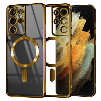 MagSafe Case for Samsung Galaxy S21 Ultra 5G G998, Techsuit, Luxury Crystal, Gold