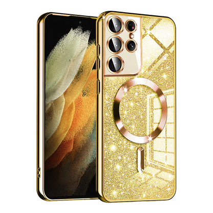 MagSafe Case for Samsung Galaxy S21 Ultra 5G G998, Techsuit, Luxury Glitter, Gold