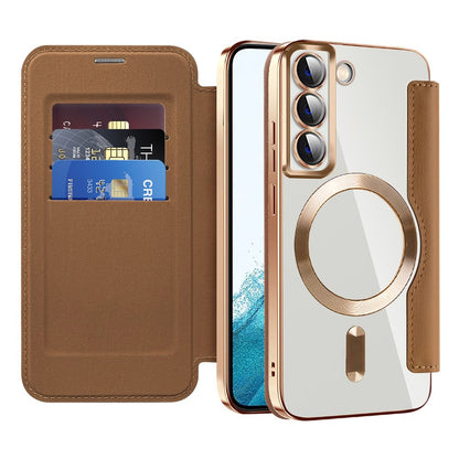 MagSafe Case for Samsung Galaxy S22 5G S901, Techsuit, SmartMag Book, Brown