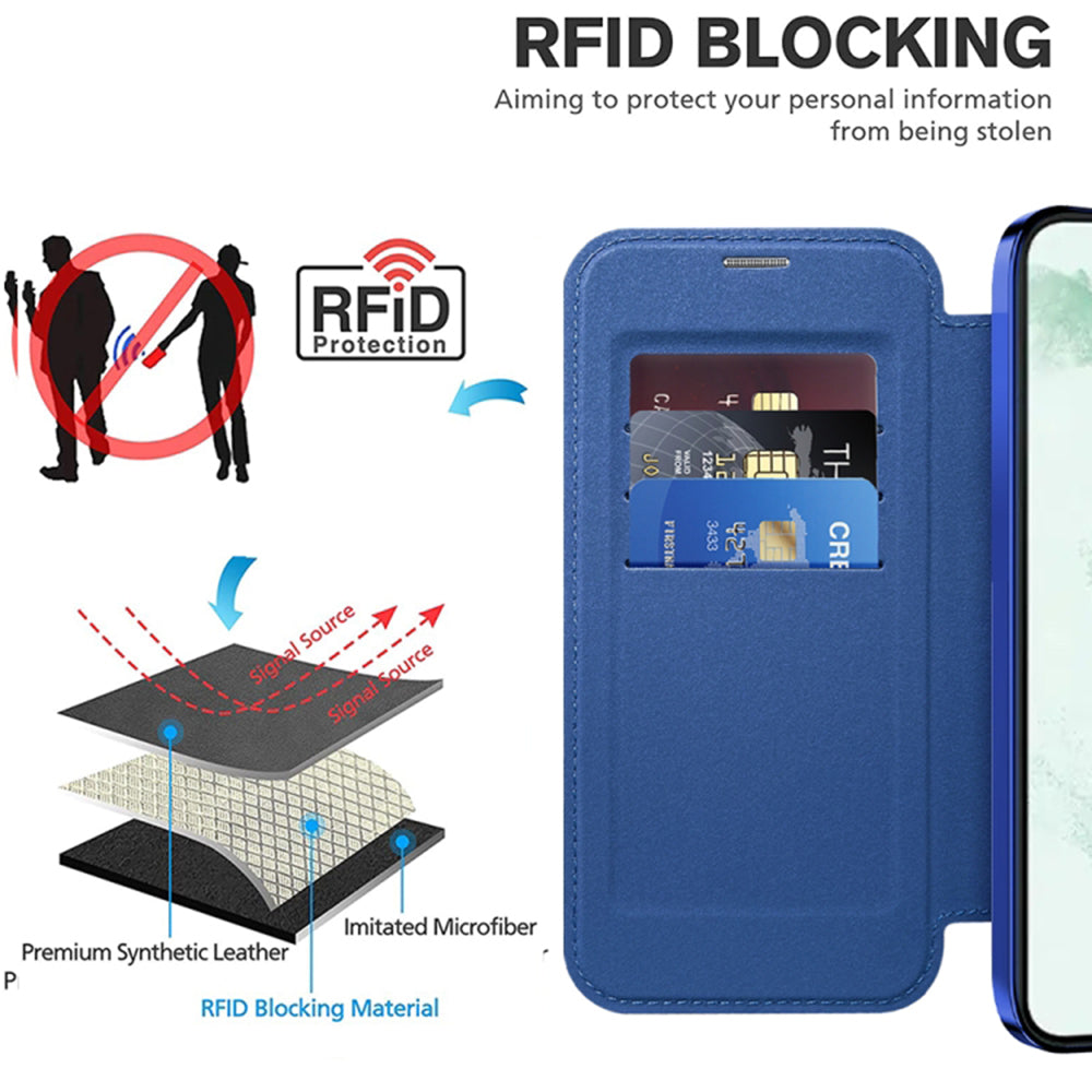 MagSafe Case for Samsung Galaxy S22+ 5G S906, Techsuit, SmartMag Book, Blue