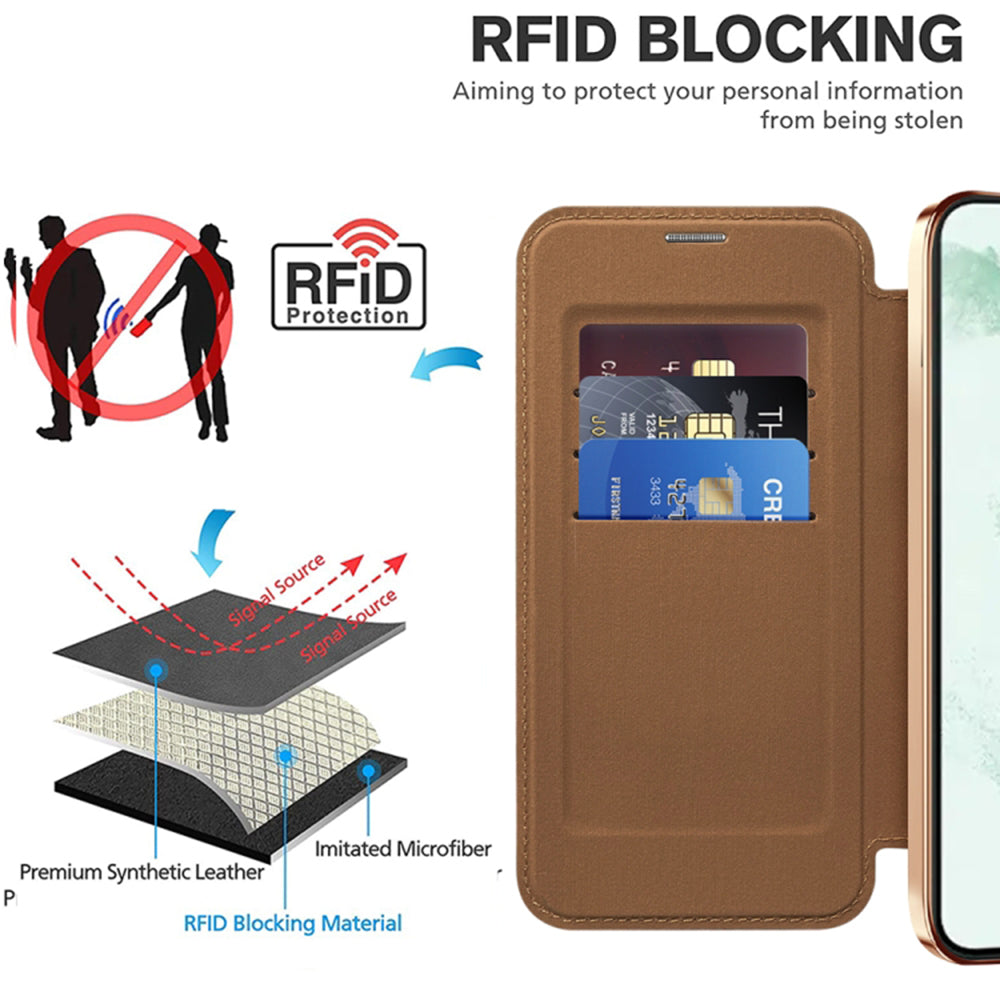 MagSafe Case for Samsung Galaxy S22+ 5G S906, Techsuit, SmartMag Book, Brown