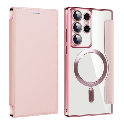 MagSafe Case for Samsung Galaxy S22 Ultra 5G S908, Techsuit, SmartMag Book, Pink