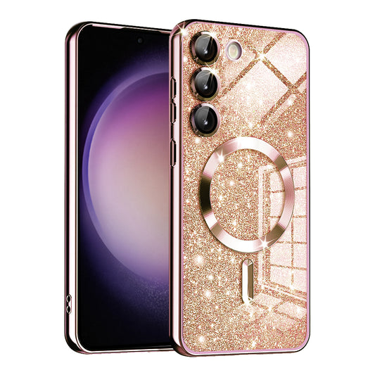 MagSafe Case for Samsung Galaxy S23 S911, Techsuit, Luxury Glitter, Rose Gold