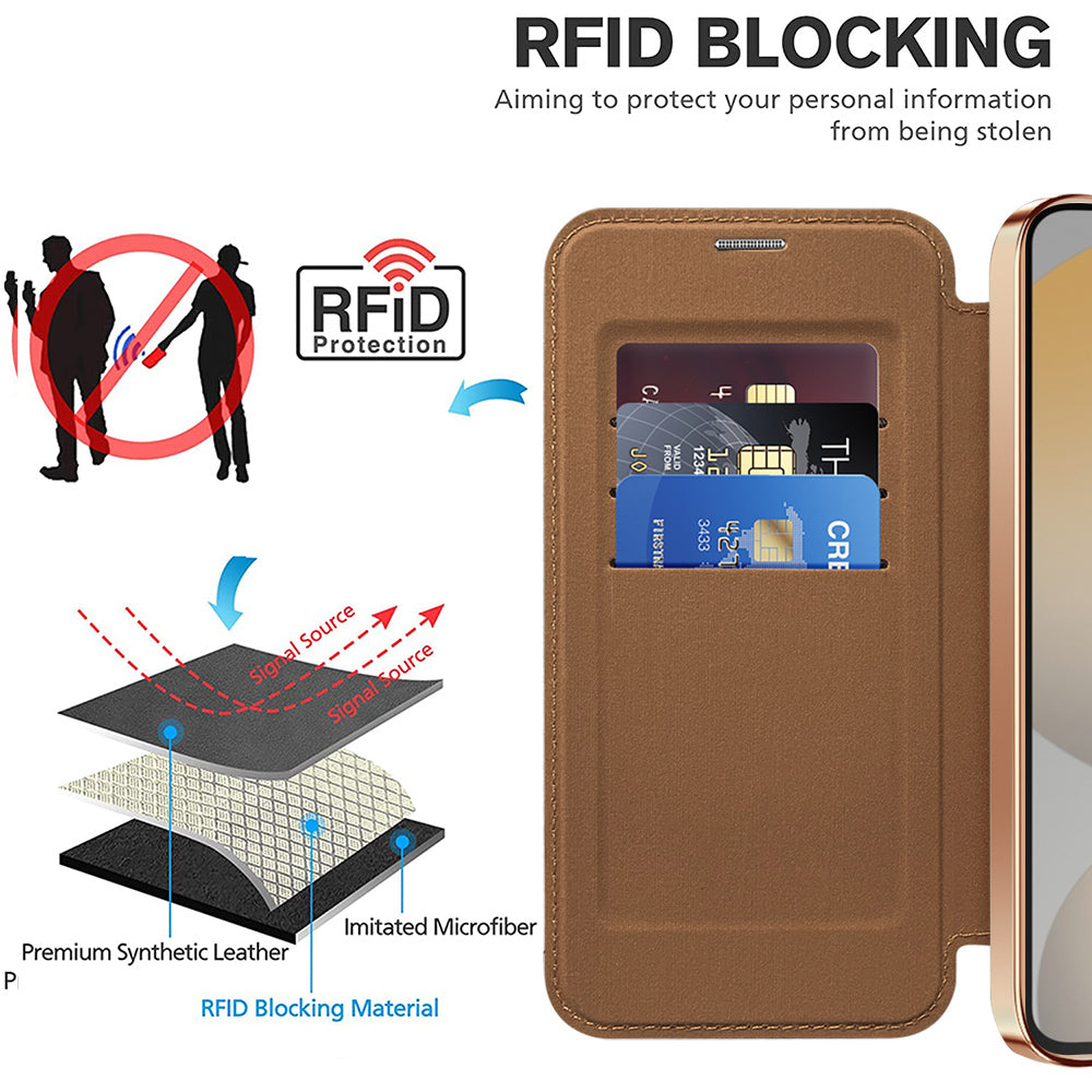 MagSafe Case for Samsung Galaxy S24 S921, Techsuit, SmartMag Book, Brown