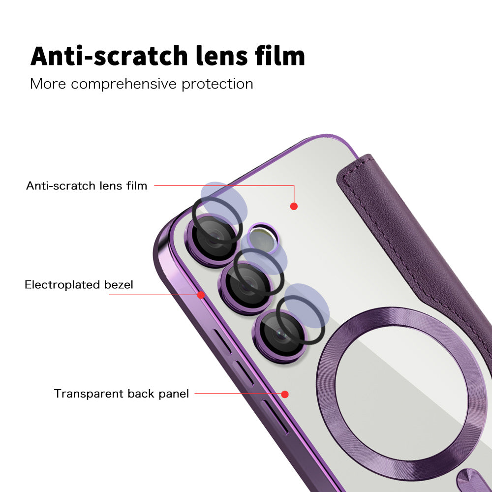 MagSafe Case for Samsung Galaxy S24 S921, Techsuit, SmartMag Book, Purple