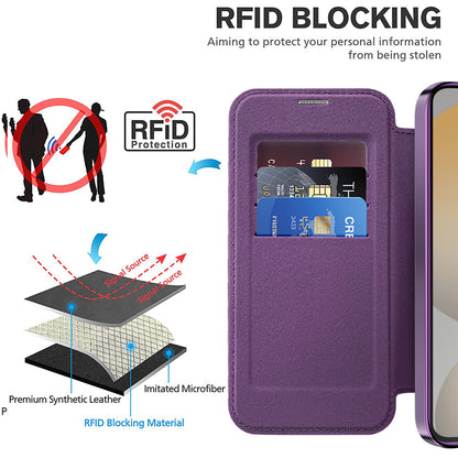 MagSafe Case for Samsung Galaxy S24 S921, Techsuit, SmartMag Book, Purple
